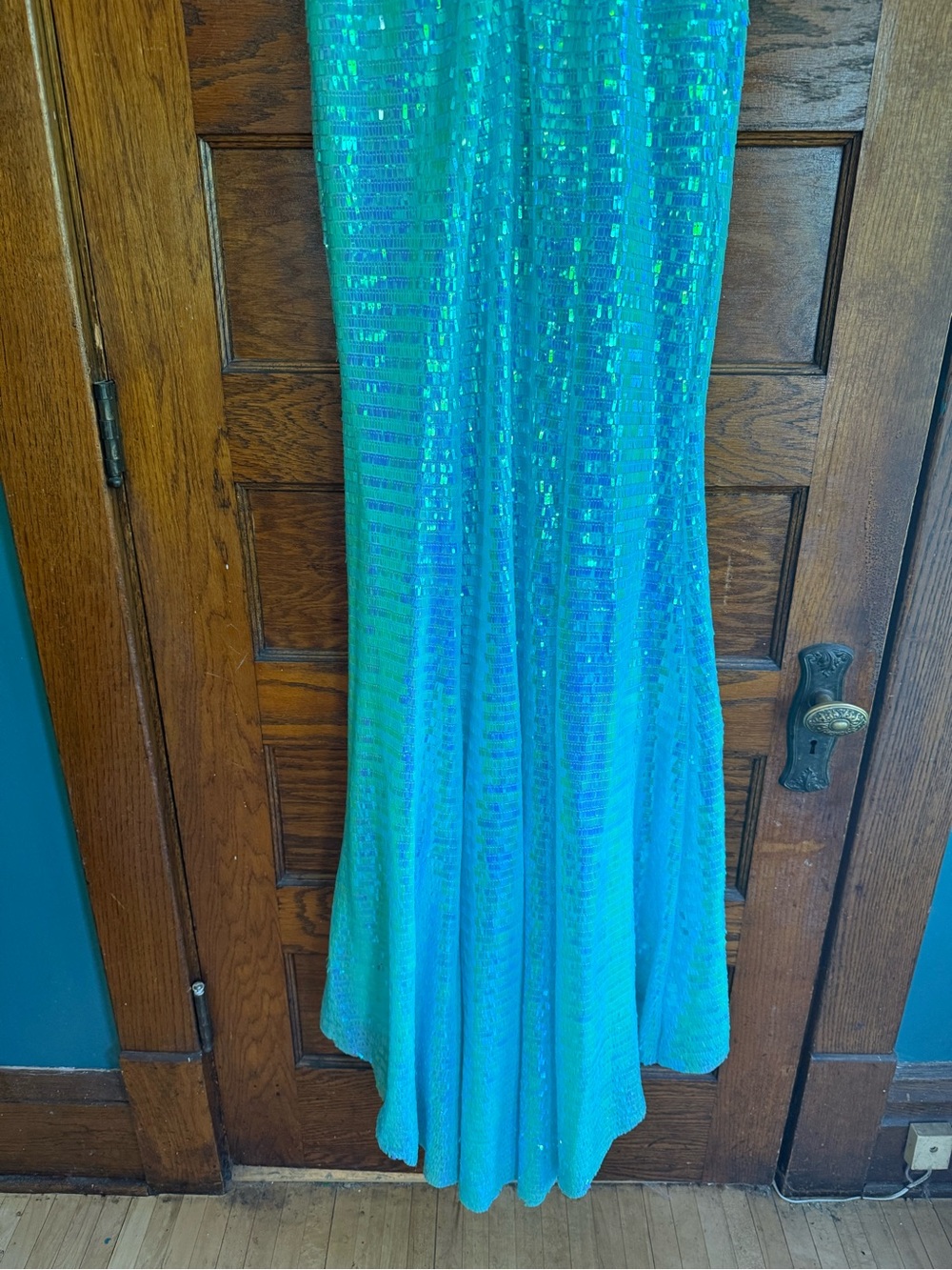 NWT TIFFANY DESIGNS 16065 Micro Fringe Sequin V Neck Mermaid Dress Evening Gown - Picture 11 of 14